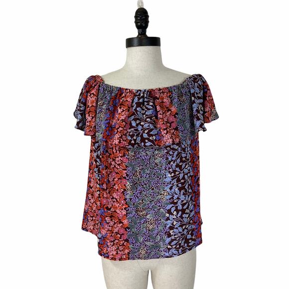 Anthropologie Maeve floral ruffle Top boho multicolor flower print - Picture 10 of 10